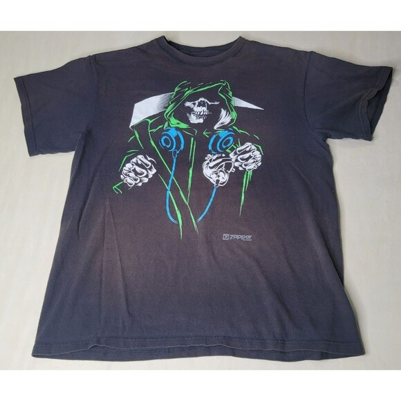 Grim Reaper Skeleton‎ Fantasy Horror Gothic Zappar Size Large Cotton T Shirt - Picture 1 of 13